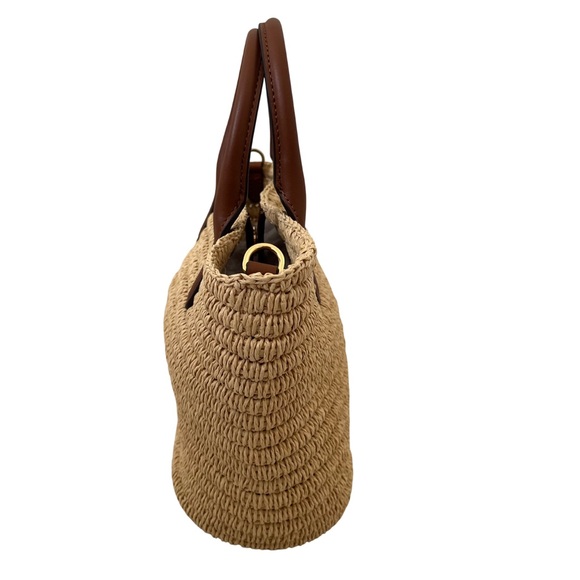 Lauren Ralph Lauren Woven Straw Medium Brie Tote Bag - Picture 3 of 8
